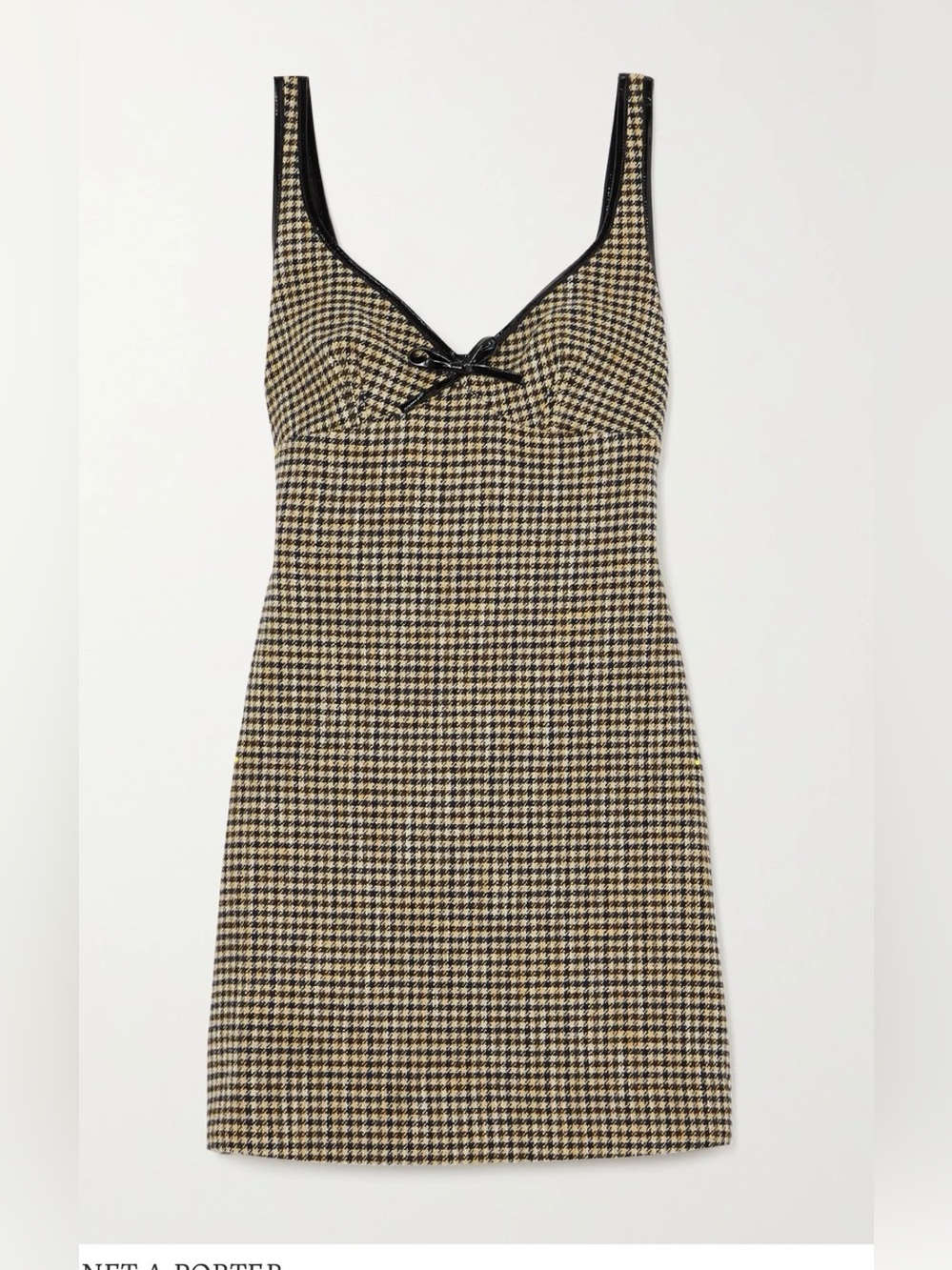 Alexa Chung Edwige Houndstooth Tweed Mini Dress Women’s Size 10 Patent Trim Bow - Picture 5 of 13